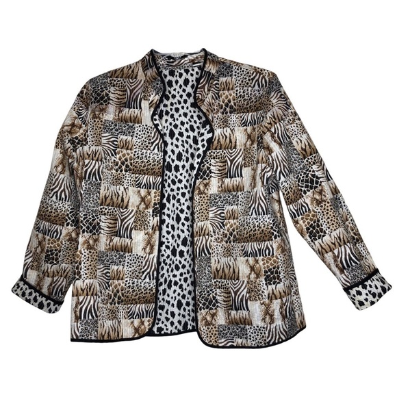 Alfred Dunner Jackets & Blazers - Reversible Tiger/Cheetah/Zebra and Dalmatian Open Front Blazer Jacket - Size L